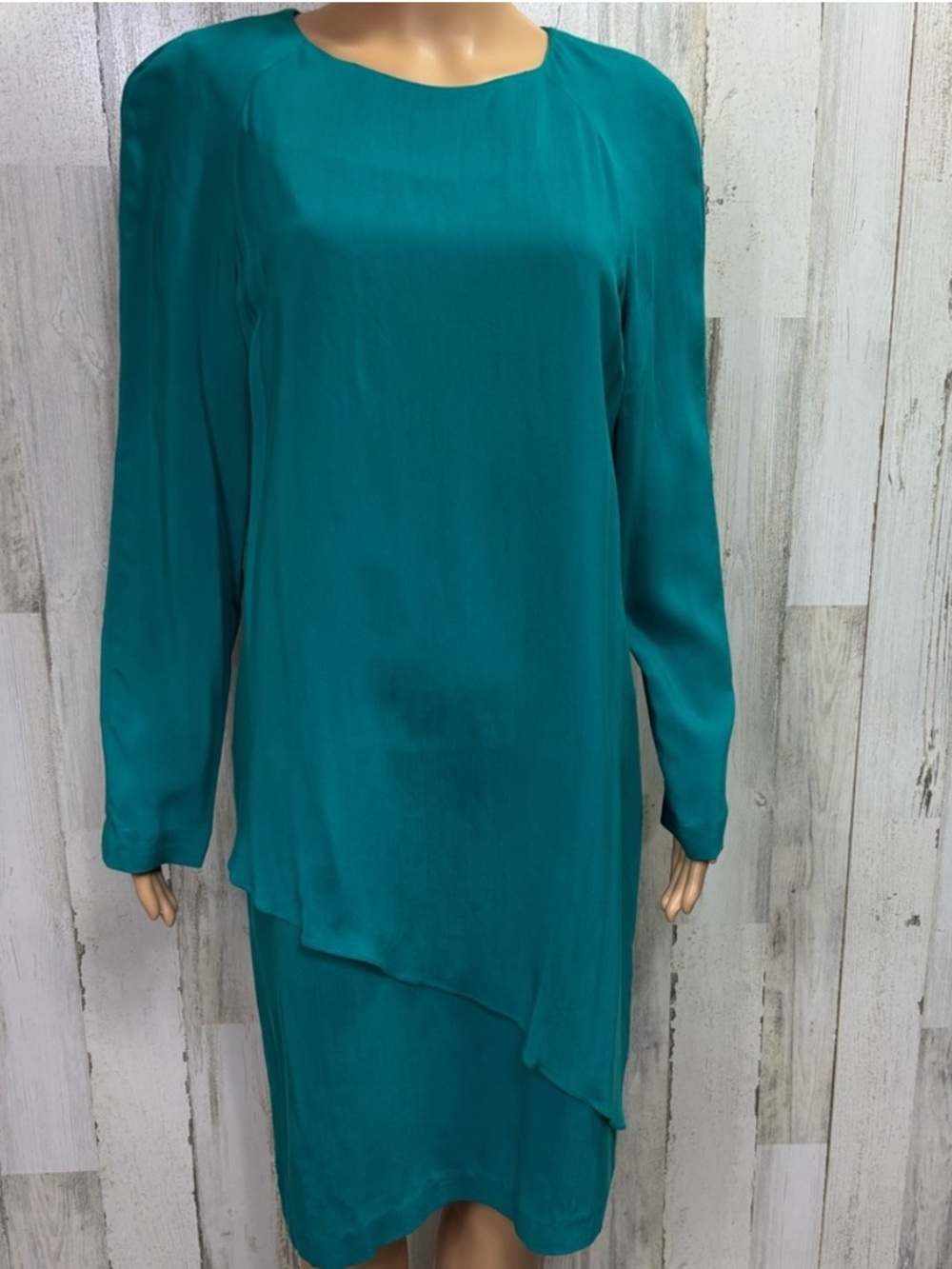 Sicari Evenings Vintage 80’s Asymmetrical Overlay Long Sleeve Dress